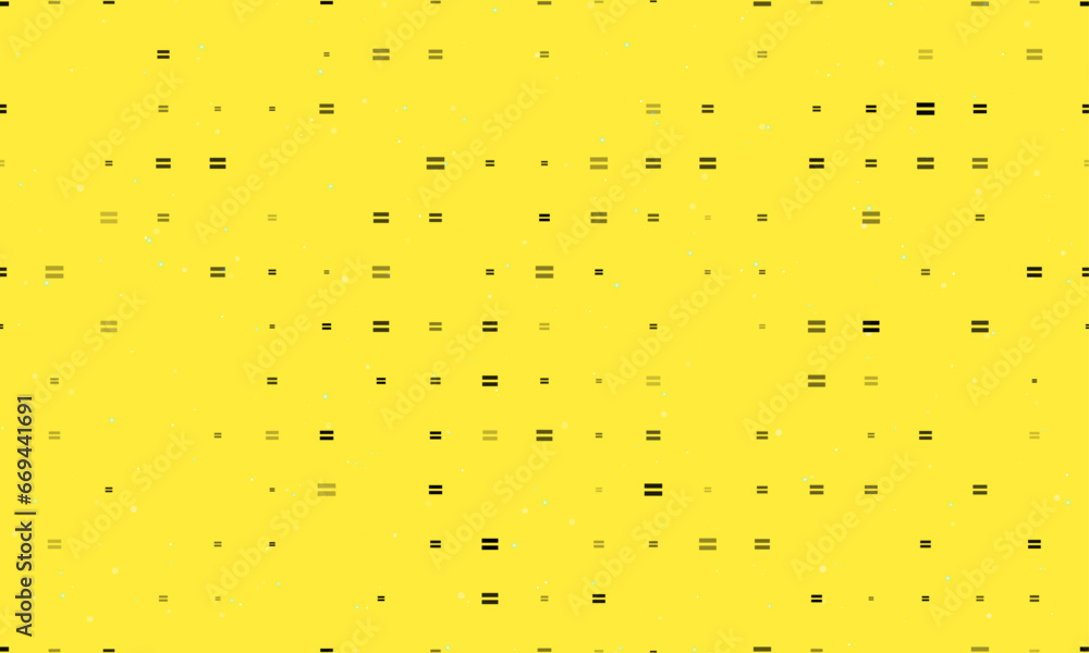 Poster seamless background pattern of evenly spaced black equals symbols of different sizes and opacity. ve