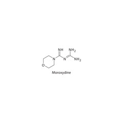 Moroxydine flat skeletal molecular structure Antiviral drug used in Influenza treatment. Vector illustration scientific diagram.