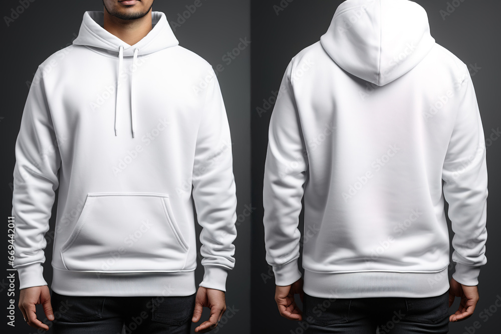 Wall mural blank white male long sleeve hoodie for design mock up