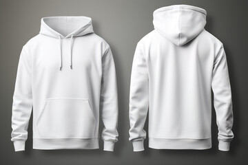 blank white male long sleeve hoodie for design mock up - obrazy, fototapety, plakaty