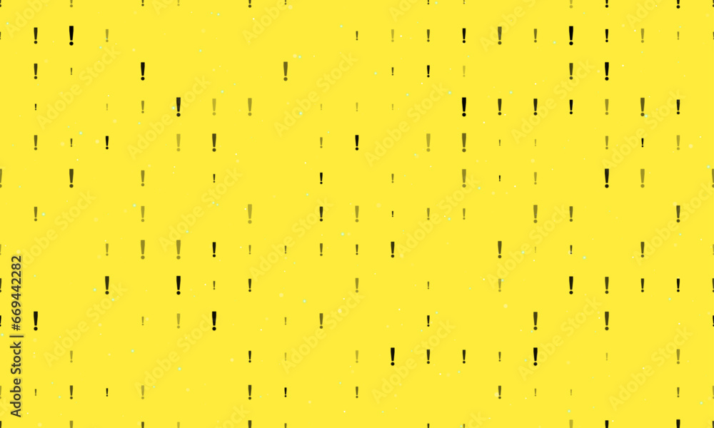 Poster seamless background pattern of evenly spaced black exclamation symbols of different sizes and opacit