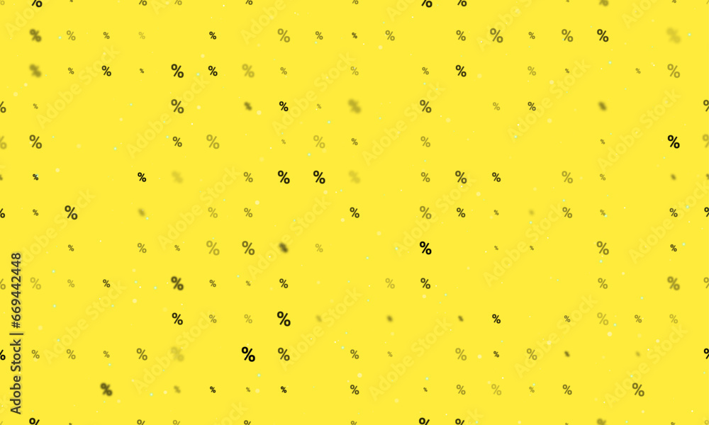 Poster seamless background pattern of evenly spaced black percent symbols of different sizes and opacity. v