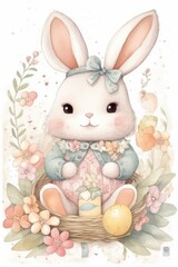Naklejka na ściany i meble easter bunny with eggs