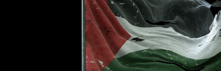 Palestine, State of Palestine Flag, Flag waving on dark background. 3D Design.