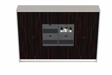 Fototapeta premium modern kitchen isolated on white background, home furniture, 3D illustration, cg render