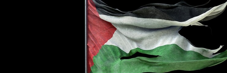 Palestine, State of Palestine Flag, Flag waving on dark background. 3D Design.