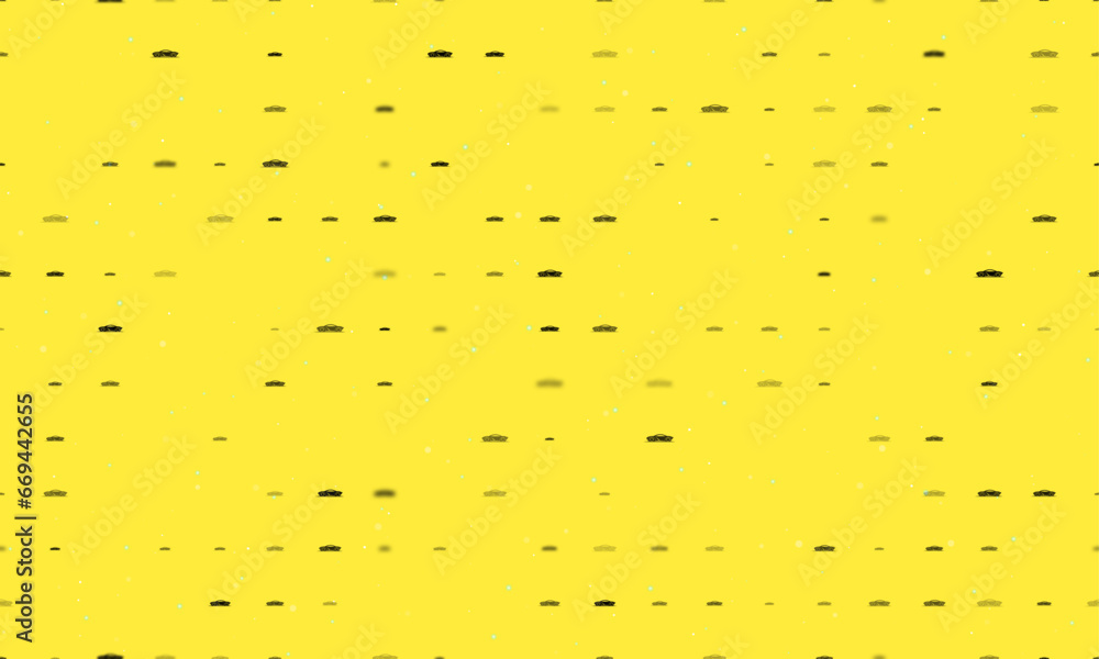 Poster seamless background pattern of evenly spaced black future car symbols of different sizes and opacity