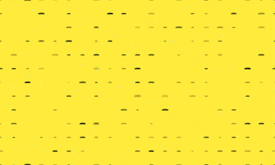 Seamless background pattern of evenly spaced black future car symbols of different sizes and opacity. Vector illustration on yellow background with stars