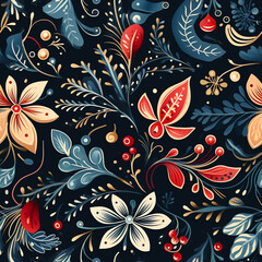 Nachtloses Muster, Pattern - Weihnachten, Floral