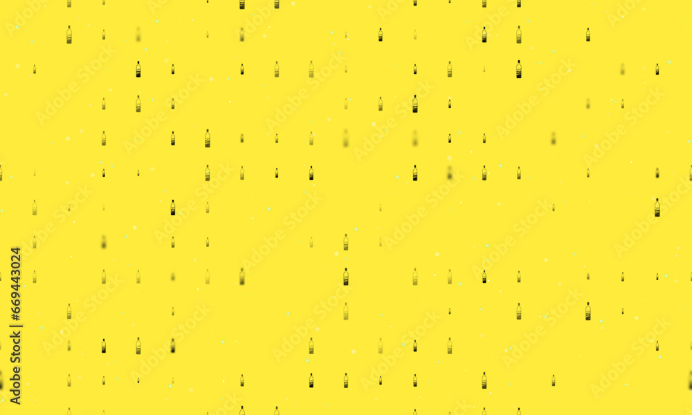 Poster seamless background pattern of evenly spaced black the world in a bottle symbols of different sizes 