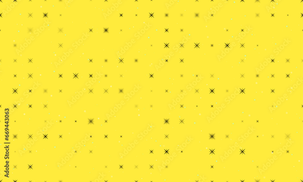 Poster seamless background pattern of evenly spaced black star symbols of different sizes and opacity. vect