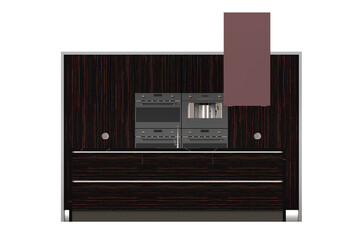 Obraz premium modern kitchen isolated on transparent background, home furniture, 3D illustration, cg render