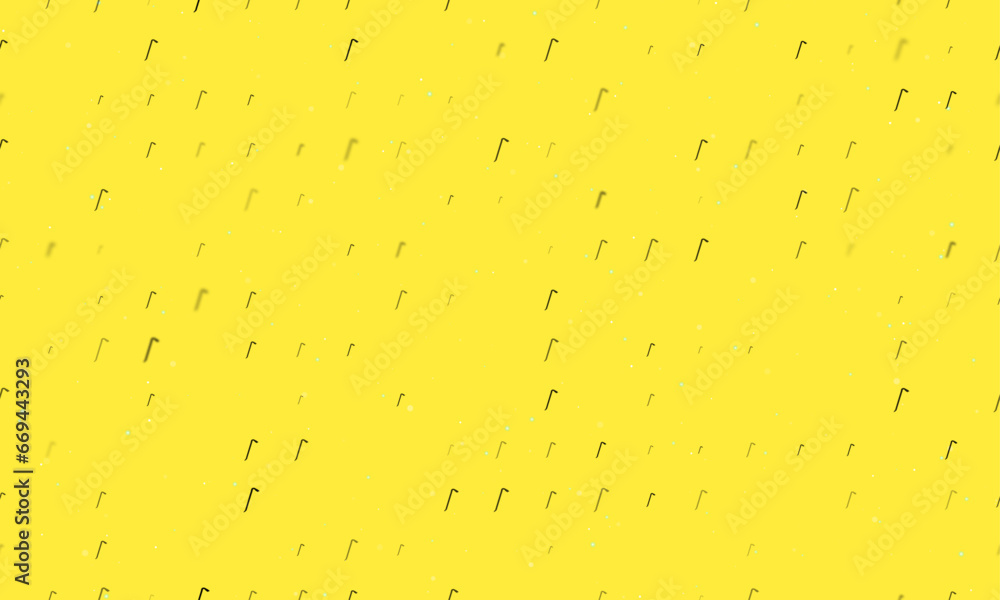 Poster seamless background pattern of evenly spaced black crowbar symbols of different sizes and opacity. v