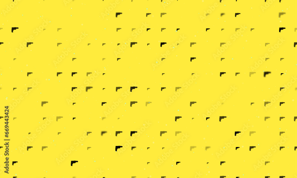 Poster seamless background pattern of evenly spaced black electric drill symbols of different sizes and opa