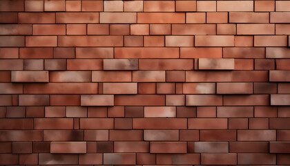 Obraz premium Ultrawide detailed close-up of a uniformly patterned brick wall, showcasing rich terracotta hues and rugged texture.