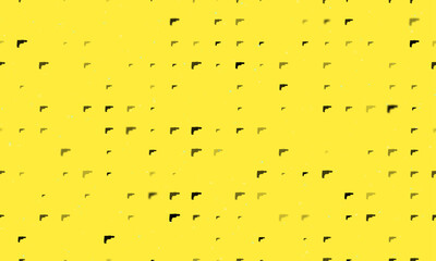 Seamless background pattern of evenly spaced black electric drill symbols of different sizes and opacity. Vector illustration on yellow background with stars