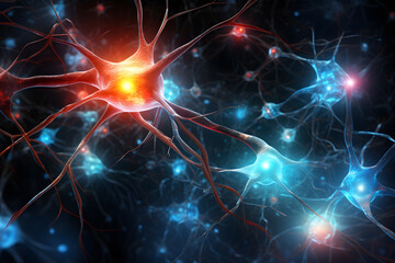 Naklejka na ściany i meble Neural Network Dynamics: Electrical Signals 