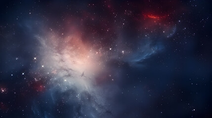 Fototapeta premium Stunning celestial view showcasing a vibrant nebula amidst a sea of shimmering stars, capturing the vast beauty of the universe.