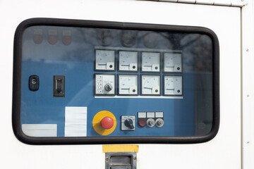 Window of Mobile generator Truck to see the control panel  