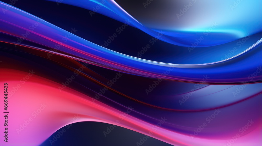 Poster abstract background with smooth lines in blue, purple and black colors generative ai