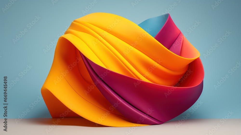 Poster 3d render, abstract background with colorful origami paper waves. generative ai