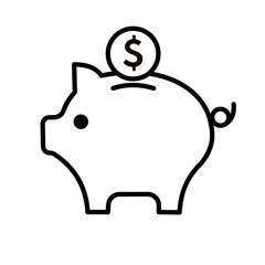 piggy bank and coin - vector icon