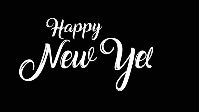 happy new year text animation with ink effect suitable for new year anniversary