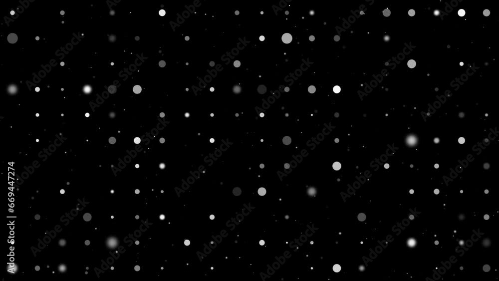 Poster template animation of evenly spaced circles of different sizes and opacity. animation of transparenc