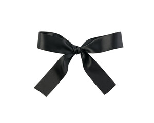 Black ribbon bow isolated on white background