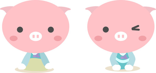 a bowing pig
