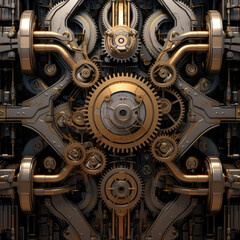 Futuristic Mechanical Background With Gears And Mechanisms Created Using Artificial Intelligence