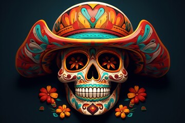 Cinco de Mayo  Day of the Dead Mexican Skull Mascot,  Generative AI