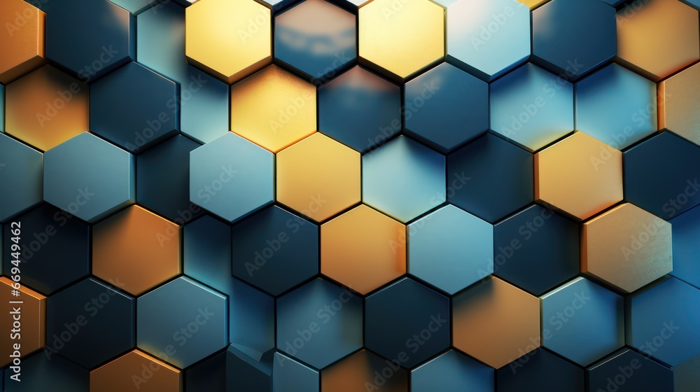 Poster abstract hexagon background. 3d rendering, 3d illustration. generative ai