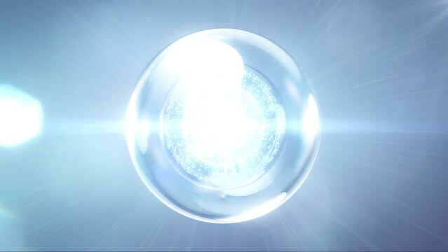 Cosmetic Essence, Liquid bubble, Molecule inside Liquid Bubble on water background.