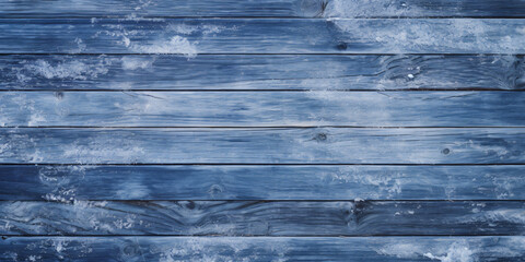 Winter background - blue woodboard - obrazy, fototapety, plakaty