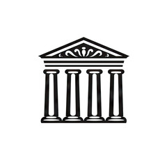 Obraz premium Greek Temple Icon, Europe Palace Isolated, Parthenon Silhouette, Historical Architecture, Acropolis