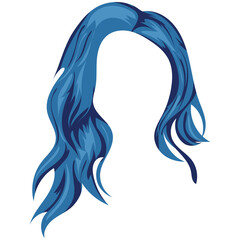 pattern of long female hair in blue color, vector illustration