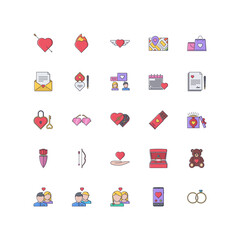 love flat icon set	

