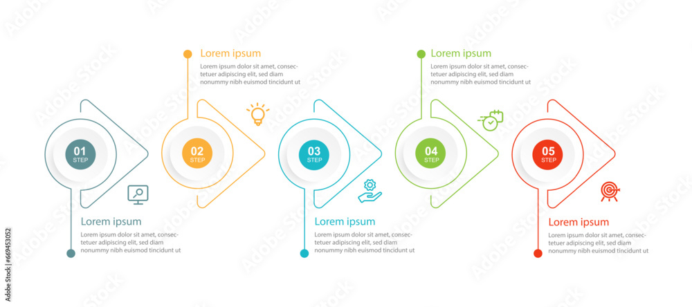 Fototapete infographic template vector element with 5 step or options