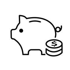 piggy bank and coin - vector icon