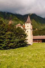 Fototapeta na wymiar Old building on a sunny summer day at Ahrntal valley, South Tyrol, Italy