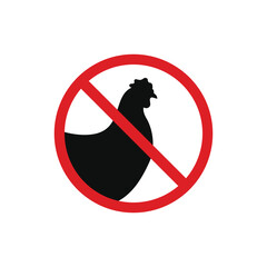 No chicken poultry icon sign symbol isolated on white background