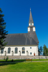 Fototapeta na wymiar The Rovaniemi Church in the city center of Rovaniemi in Lapland, Finland