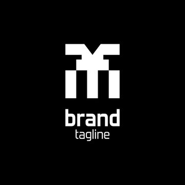 YTM letter inside square basic shape, unique monogram logo vector design. Suitable for a computer shop or PC build shop and construction company.