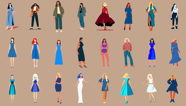 24 Minimalistische Frauen Illustrationen Vektor Grafiken Paket | Minimalistic Women Drawings Vector Graphics Bundle