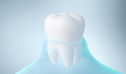Whitening teeth and gums, healthy tooth and gum, 3d rendering.