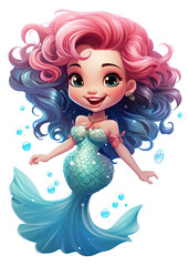 Obraz na płótnie Canvas cute adorable beautiful mermaid with light blue color tail