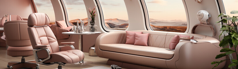 Interior Of A Modern Private Jet. Generative AI