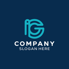 Letter GI IG Simple Monogram Logo