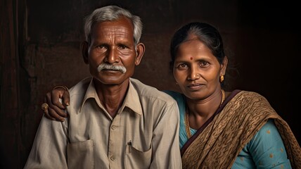 Close-up photograph of a middle-aged Bengali man and woman couple.